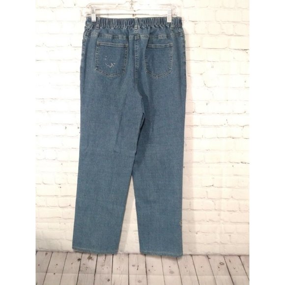 Quacker Factory Women's Jeans Sz M 5-Pocket Embellished Blue Rhinestones - Picture 5 of 5